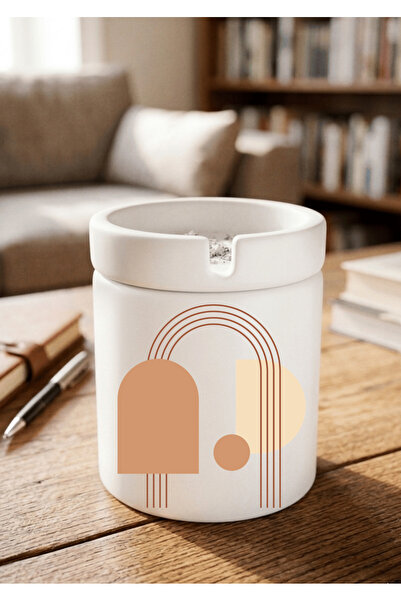 Eylül Design Printed Ceramic Ashtray with Boho Design Odorless Ash Tray