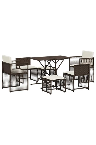 vidaxl Set mobilier de grădină cu perne, 7 piese, maro, poliratan