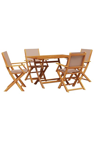 vidaxl Set mobilier de grădină 5 piese textil taupe/lemn masiv