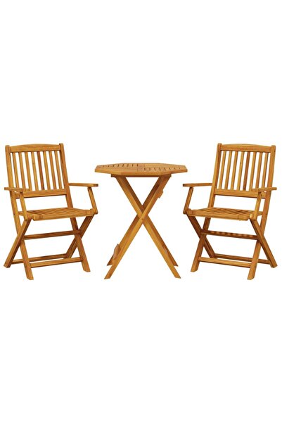 vidaxl Set de bistro pliabil, 3 piese, lemn masiv de acacia