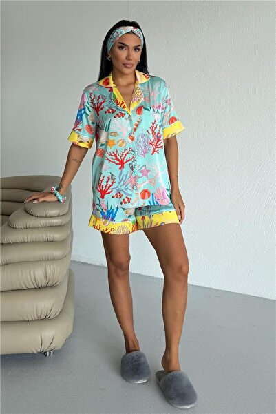 COCCOLARSI Set pijamale scurte din satin Viaggio Creativo VCN2303