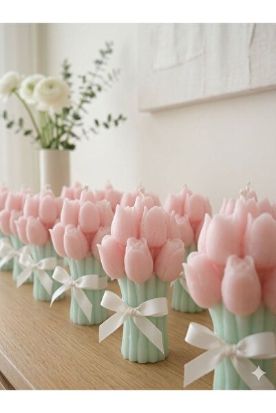 ORENACANDLE LALE BUKETİ EL YAPIMI DOĞAL SOYA MUM