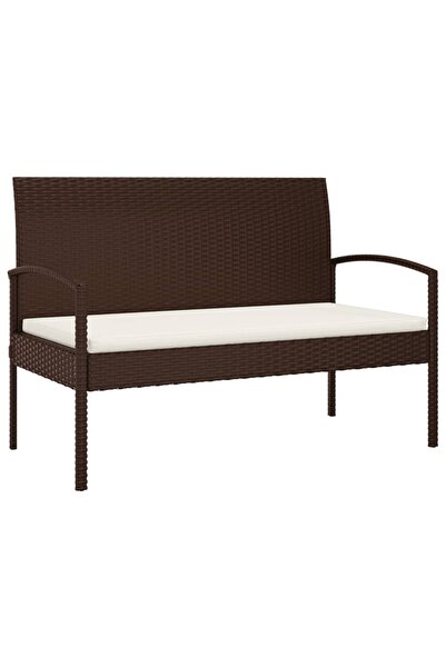 vidaxl Bancă de grădină cu pernă, maro, 105 cm, poliratan