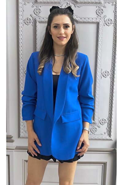 OnlyForYou Sacou din stofa cu maneci incretite si captuseala