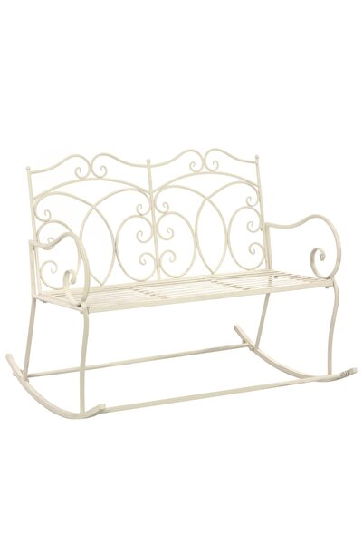 vidaxl Bancă de grădină, alb vintage, 104 cm, fier