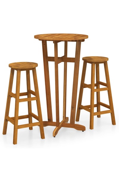 vidaxl Set mobilier de bar, 3 piese, lemn masiv de acacia