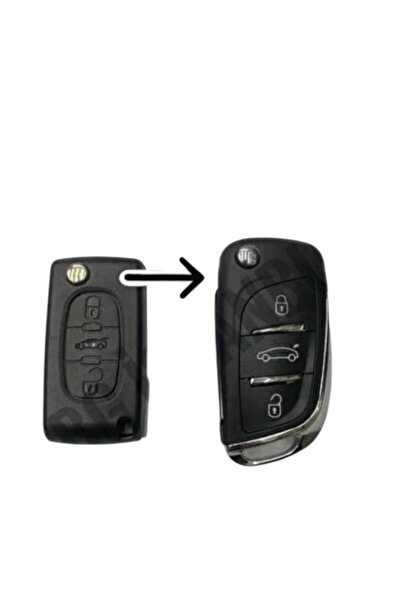 ÖZEN KEYS Peugeot Çevirici Kumanda Kabı 3 Buton ( Pil Yataksız Logolu) 1. Kal...