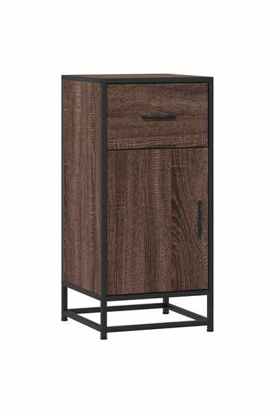 vidaxl Cabinet, brown oak, 35.5x35x76 cm, processed wood and metal