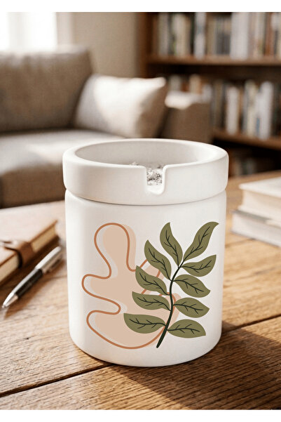 Eylül Design Printed Ceramic Ashtray with Boho Design Odorless Ash Tray