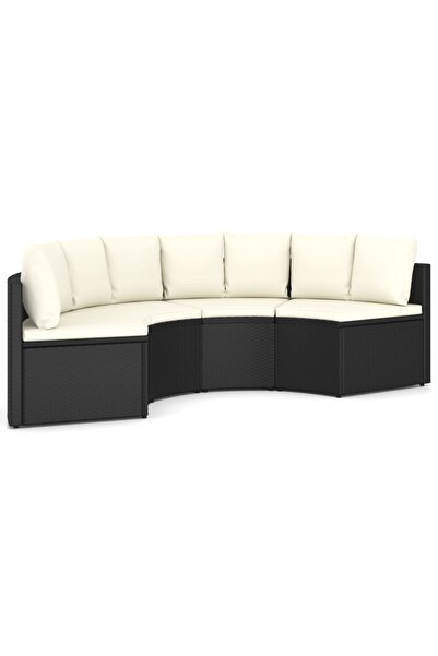 vidaxl Set mobilier de grădină cu perne, 4 piese, negru, poliratan