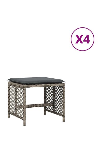 vidaxl Scaune de grădină cu perne, 4 buc. gri 41x41x36 cm poliratan