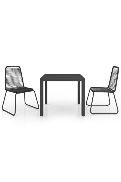 vidaxl Set mobilier de grădină, 3 piese, negru, ratan PVC