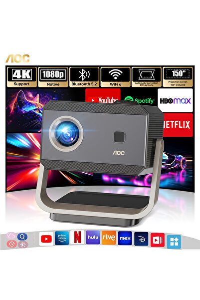 Aoc Home Projector: Native 1080p and support 4K, 9000 Lumen, Auto Focus/Keyst...