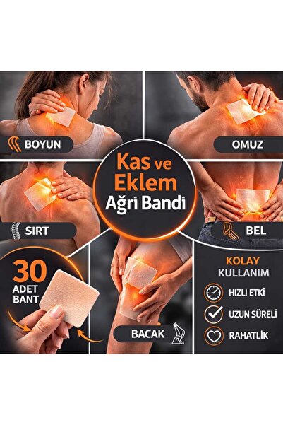 ASG 30 ADET 24seven EKLEM ve KAS AĞRI TRANSDERMAL BAND Kol-Boyun-Omuz-Sırt-Be...