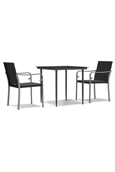 vidaxl Set mobilier de grădină cu perne, 3 piese, poliratan și oțel