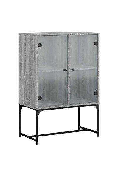 vidaxl Side cabinet with glass doors, sonoma grey, 69x37x100 cm