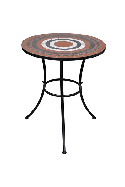 vidaxl Bistro table, brick and white, 60 cm, mosaic