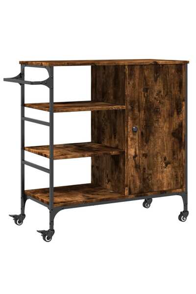 vidaxl vidaXLCărucior de bucătărie stejar fumuriu 87,5x38,5x84,5cm lemn