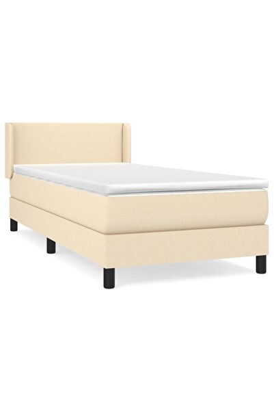 vidaxl Pat box spring cu saltea, crem, 80x200 cm, textil