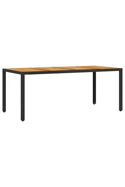 vidaxl Masă grădină, blat din lemn acacia negru 190x90x75 cm poliratan