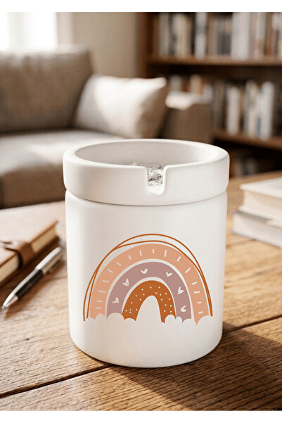 Eylül Design Printed Ceramic Ashtray with Boho Design Odorless Ash Tray