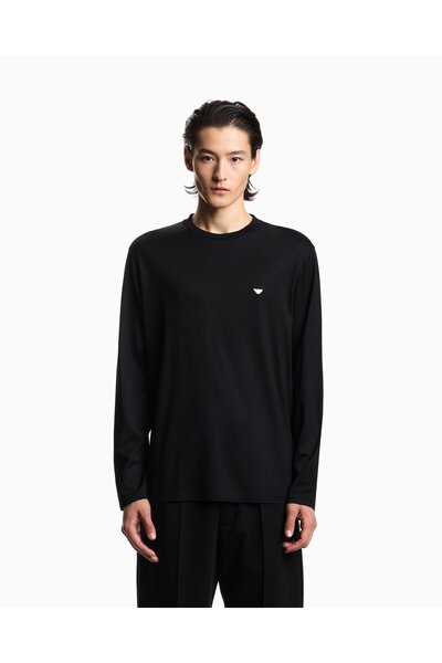 Emporio Armani Men's Slim Fit Crew Neck Long Sleeve Black Sweatshirt Em004591...