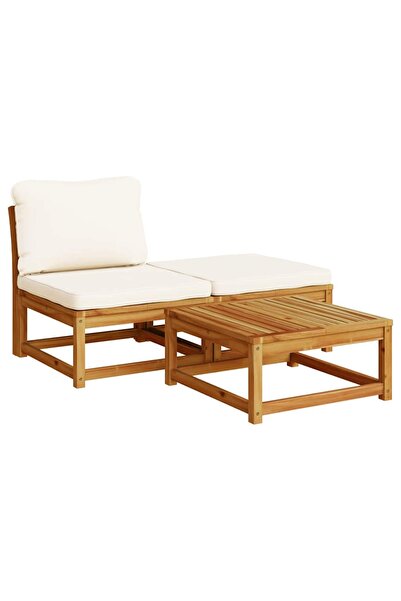 vidaxl Set mobilier de grădină cu perne, 3 piese, lemn masiv acacia