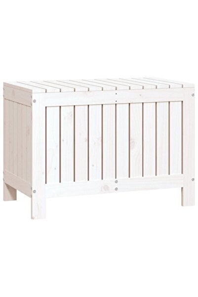 vidaxl Garden storage box, white, 76x42.5x54 cm, solid pine wood