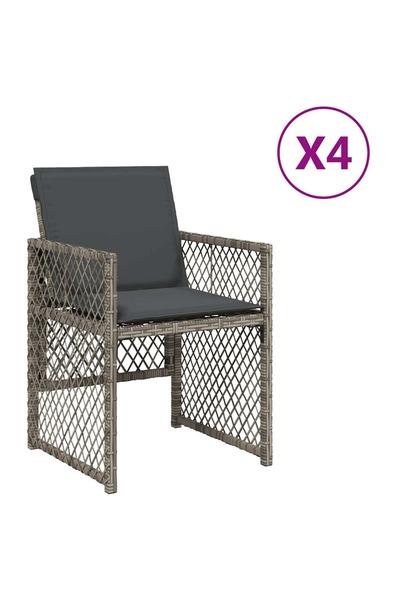 vidaxl Scaune de grădină cu perne, 4 buc., gri, poliratan