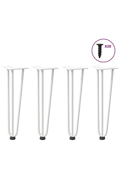 vidaxl Coffee table legs, 4 pcs., white, 42 cm, solid steel