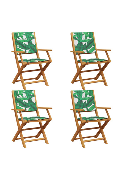 vidaxl Scaune de grădină pliabile 4 buc., textil verde/lemn masiv