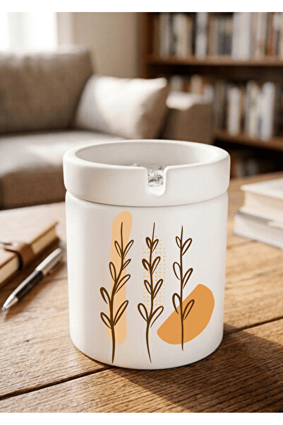Eylül Design Printed Ceramic Ashtray with Boho Design Odorless Ash Tray