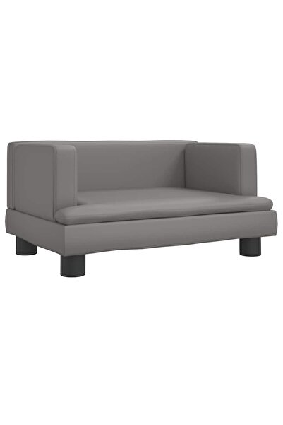vidaxl Canapea pentru copii, gri, 60x40x30 cm, piele ecologică