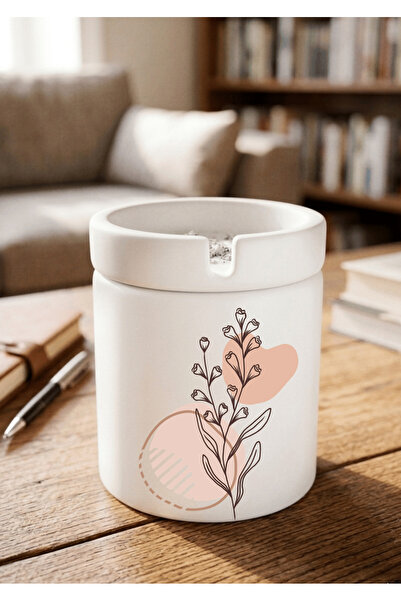 Eylül Design Printed Ceramic Ashtray with Boho Design Odorless Ash Tray