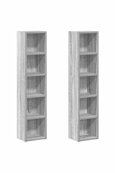 vidaxl Dulap CD-uri 2 buc. gri sonoma 21x16x93,5 cm lemn prelucrat
