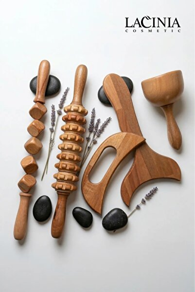 Lacinia Selülit Azaltıcı Ahşap Lenf Drenaj Masaj Aleti Seti