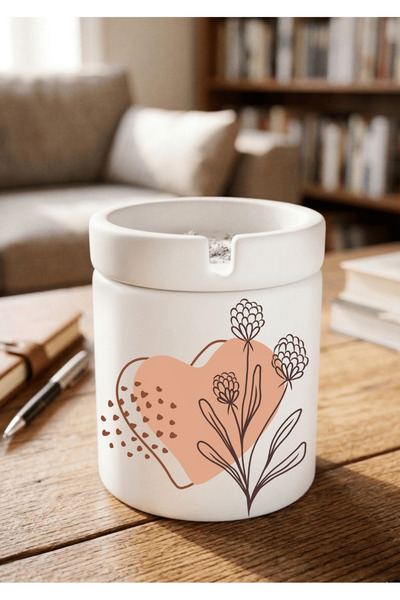 Eylül Design Printed Ceramic Ashtray with Boho Design Odorless Ash Tray