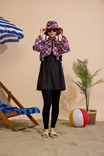 GAVLİA Women's Hijab Swimsuit Set of 5 - Half Zipper Closure..