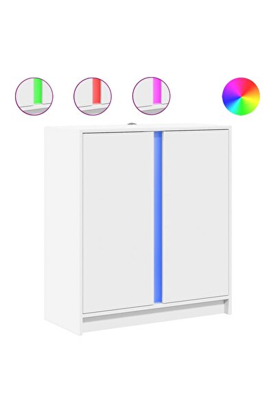 vidaxl Dulap cu LED, alb, 77x34x85 cm, lemn prelucrat
