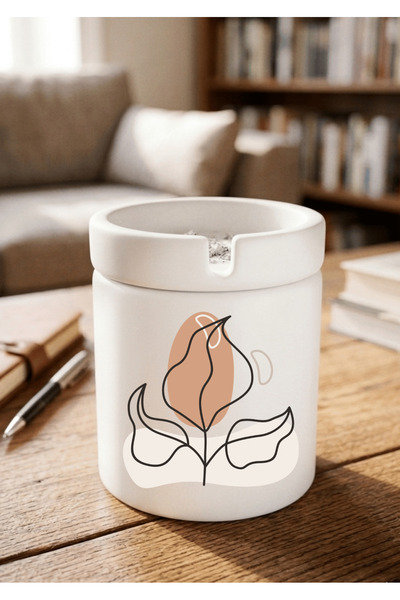 Eylül Design Printed Ceramic Ashtray with Boho Design Odorless Ash Tray
