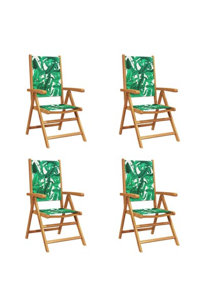 vidaxl Scaune de grădină rabatabile 4 buc., textil verde/lemn masiv