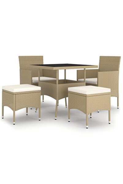 vidaxl Set mobilier de grădină, 5 piese, bej, poliratan