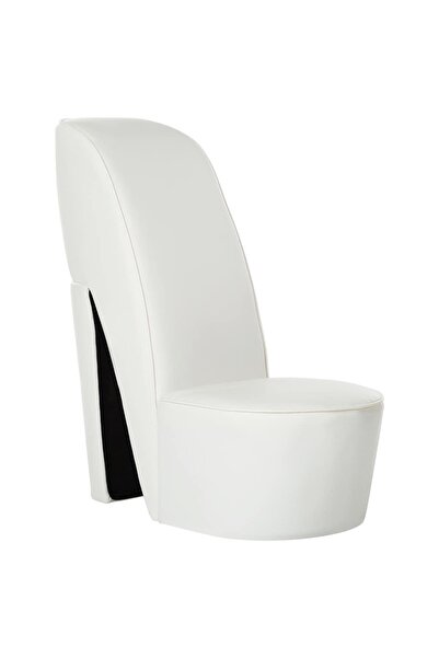 vidaxl Scaun, design toc înalt, alb, piele ecologică