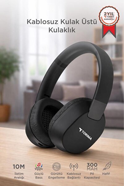 Torima Bluetooth Kulaklık Kulak Üstü Kablosuz Kulaklık HD50 Siyah