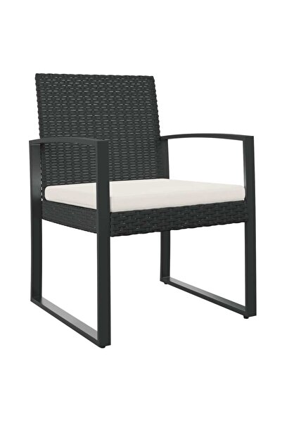 vidaxl Scaune de bucătărie de grădină, 2 buc., negru, rattan PP