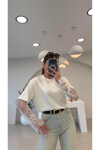 Şulenin Butiği BLUZĂ MODAL CU DANTELĂ ȘI MÂNECI ALBĂ