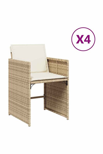 vidaxl Scaune de grădină cu perne, 4 buc., bej, poliratan