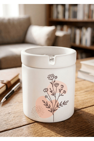 Eylül Design Printed Ceramic Ashtray with Boho Design Odorless Ash Tray