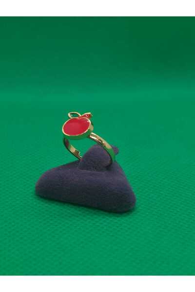 sarıyer silver Elma Model Steel Children's Ring with Enamel Embroidery, Yello...