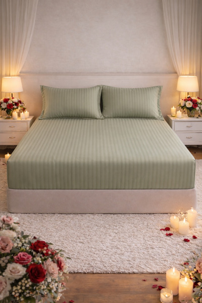 Elastic Fitted Bed Sheet 180x200 +25 cm for High Mattress, Set with 2 Pillowcases 55x80 cm miniatura 3